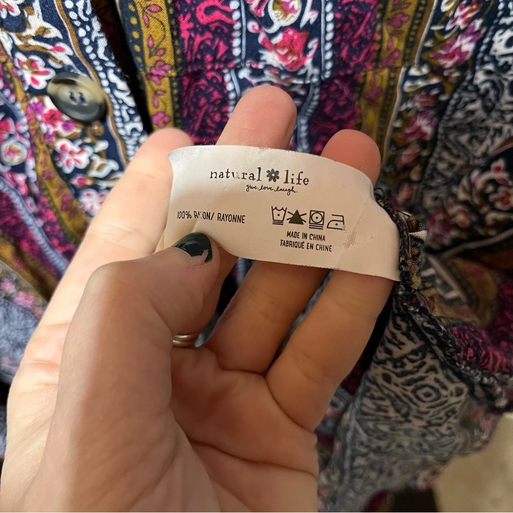 Natural Life Ansley Button Down Mixed Print Shirt Dress Small - Picture 7 of 11